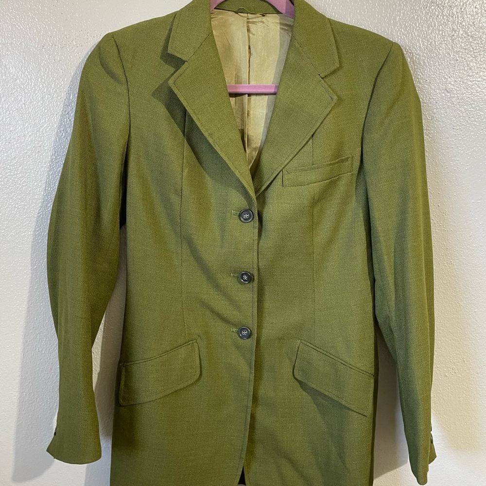 Horse Hunter Show Coat Riding Vtg Green Blazer Heritage S/M Equestrian Correct